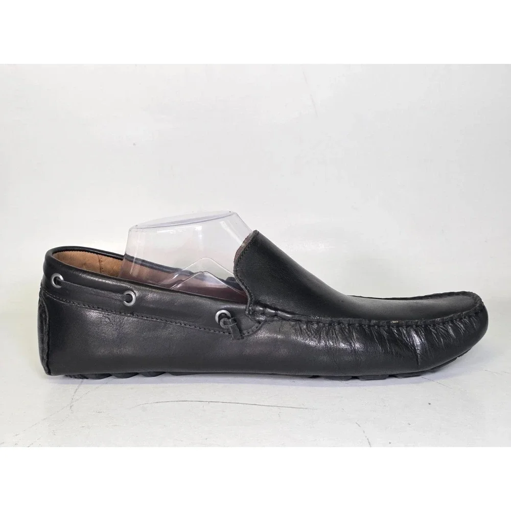 G.H. Bass Kis Men's Driving Loafers Size‎ 12 M Black Leather Slip On Boat Shoes